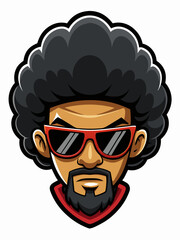 colorful illustration of a cartoon afro man mascot, isolated on white background, suitable for logo, mascot, branding, game character, and etc