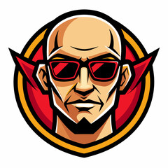 colorful illustration of a cartoon baldhead man mascot, isolated on white background, suitable for logo, mascot, branding, game character, and etc