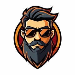 colorful illustration of a cartoon bearded man mascot, isolated on white background, suitable for logo, mascot, branding, game character, and etc