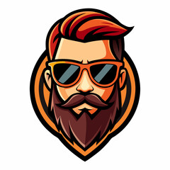 colorful illustration of a cartoon bearded man mascot, isolated on white background, suitable for logo, mascot, branding, game character, and etc