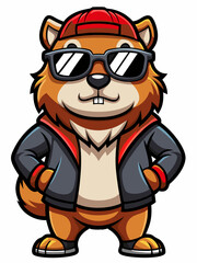 Obraz premium colorful illustration of a cartoon beaver mascot, isolated on white background, suitable for logo, mascot, branding, game character, and etc