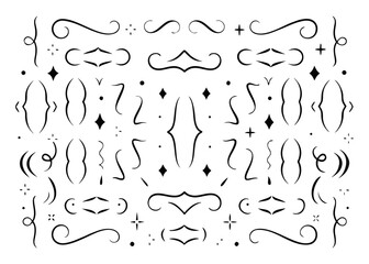 A diverse collection of decorative brackets and curly symbols for graphic design projects