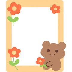 Cute floral note frame with little bear decoration, suitable for memo pads, journaling, and digital stationery templates.
