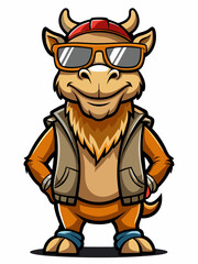 Obraz premium colorful illustration of a cartoon camel mascot, isolated on white background, suitable for logo, mascot, branding, game character, and etc