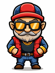 colorful illustration of a cartoon carpenter mascot, isolated on white background, suitable for logo, mascot, branding, game character, and etc