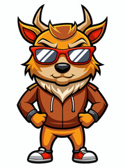 colorful illustration of a cartoon deer mascot, isolated on white background, suitable for logo, mascot, branding, game character, and etc