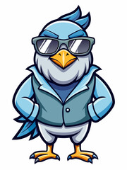 colorful illustration of a cartoon dove mascot, isolated on white background, suitable for logo, mascot, branding, game character, and etc