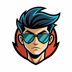 colorful illustration of a cartoon emo man mascot, isolated on white background, suitable for logo, mascot, branding, game character, and etc
