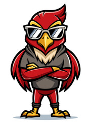 colorful illustration of a cartoon falcon mascot, isolated on white background, suitable for logo, mascot, branding, game character, and etc
