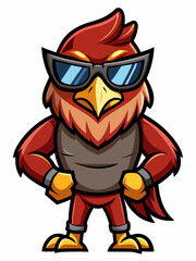 colorful illustration of a cartoon falcon mascot, isolated on white background, suitable for logo, mascot, branding, game character, and etc