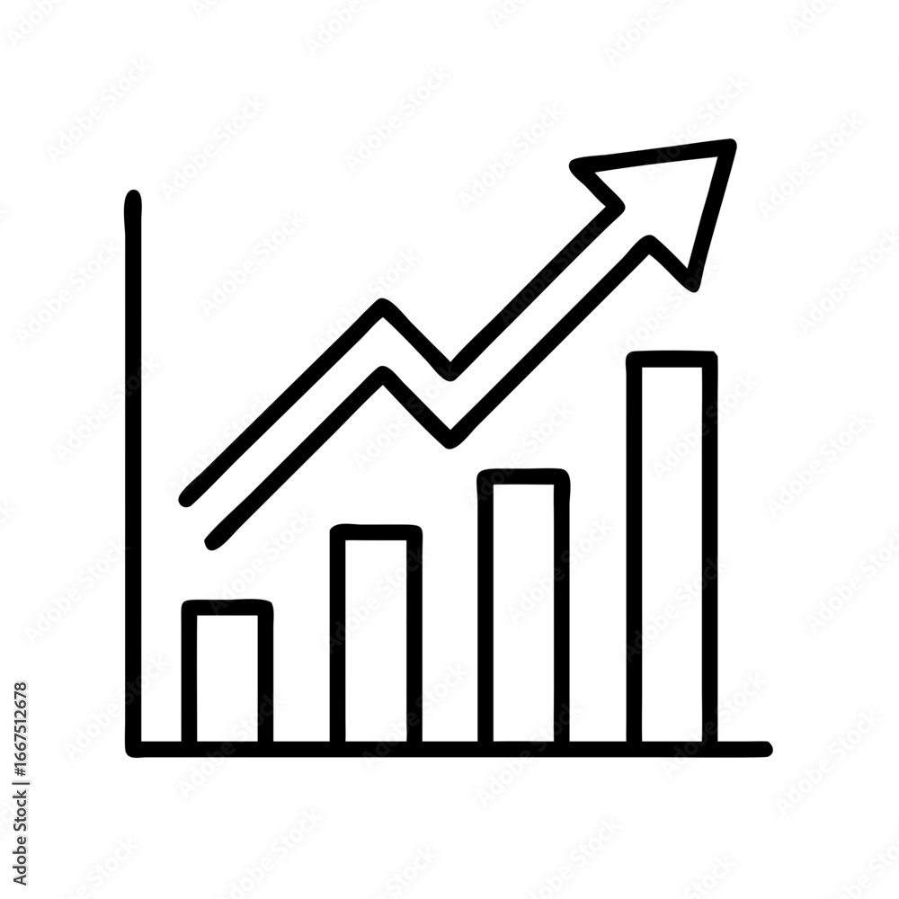 Poster graph showing upward trend with bars representing growth and data, concept of esg strategy icon