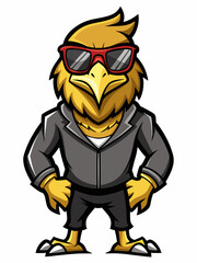 colorful illustration of a cartoon golden eagle mascot, isolated on white background, suitable for logo, mascot, branding, game character, and etc