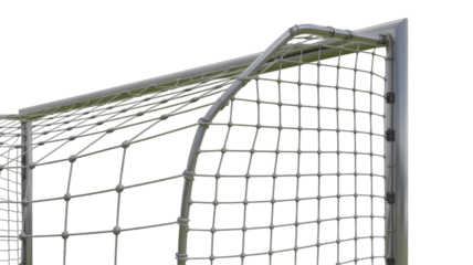 Closeup of a soccer goal net isolated on transparent background