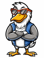 colorful illustration of a cartoon goose mascot, isolated on white background, suitable for logo, mascot, branding, game character, and etc