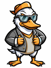 colorful illustration of a cartoon goose mascot, isolated on white background, suitable for logo, mascot, branding, game character, and etc