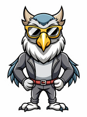 colorful illustration of a cartoon harpy mascot, isolated on white background, suitable for logo, mascot, branding, game character, and etc