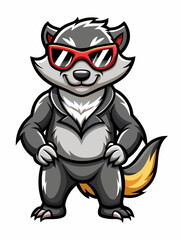 colorful illustration of a cartoon honey badger mascot, isolated on white background, suitable for logo, mascot, branding, game character, and etc