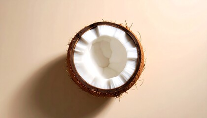 Fototapeta premium Halved Coconut with Beige Background.