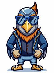 colorful illustration of a cartoon kestrel mascot, isolated on white background, suitable for logo, mascot, branding, game character, and etc