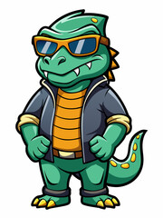 colorful illustration of a cartoon komodo dragon mascot, isolated on white background, suitable for logo, mascot, branding, game character, and etc