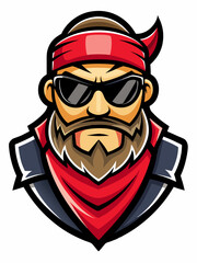 colorful illustration of a cartoon man wear bandana mascot, isolated on white background, suitable for logo, mascot, branding, game character, and etc