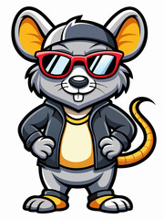 colorful illustration of a cartoon mouse mascot, isolated on white background, suitable for logo, mascot, branding, game character, and etc