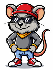 colorful illustration of a cartoon mouse mascot, isolated on white background, suitable for logo, mascot, branding, game character, and etc