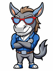 colorful illustration of a cartoon mule mascot, isolated on white background, suitable for logo, mascot, branding, game character, and etc