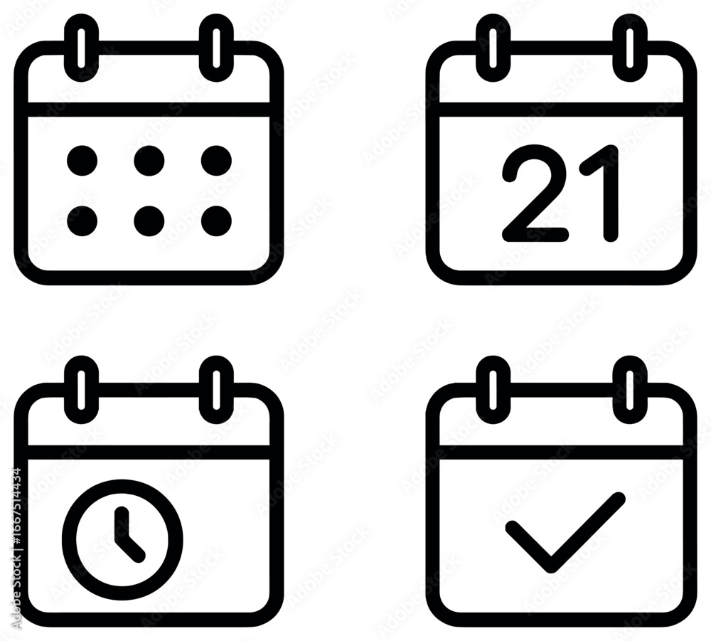 Poster modern calendar icons vector: simple and minimalist designs for efficient planning