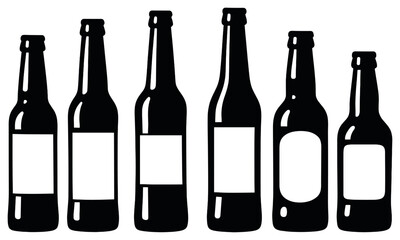 Unique beer bottle vector: diverse silhouettes for craft brewery packaging and design