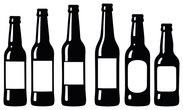 Unique beer bottle vector: diverse silhouettes for craft brewery packaging and design