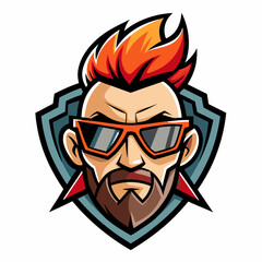 colorful illustration of a cartoon punk man head mascot, isolated on white background, suitable for logo, mascot, branding, game character, and etc