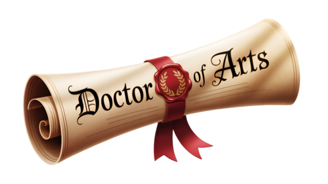 Doctor of arts degree scroll isolated on transparent background for graduation