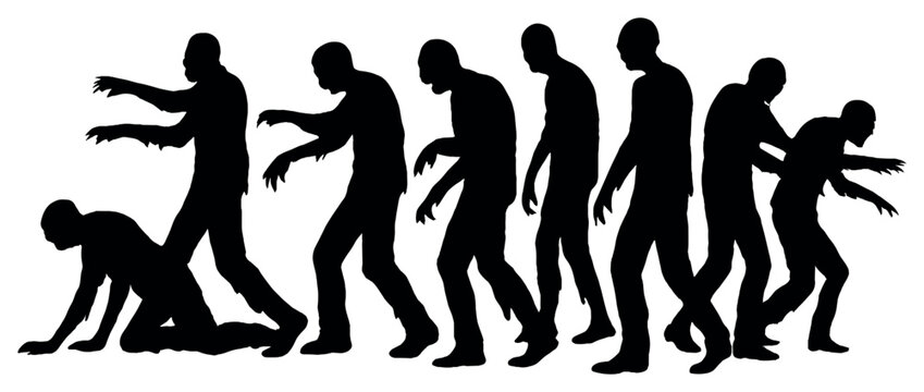 Zombie procession vector silhouettes for halloween concepts and spooky design themes