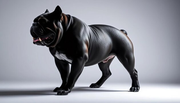 Powerful black silhouette of a bulldog, muscular physique, strong jaw,  design,  canine silhouette