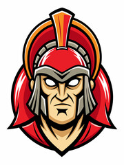 colorful illustration of a cartoon spartan head mascot , isolated on white background, suitable for logo, mascot, branding, game character, and etc