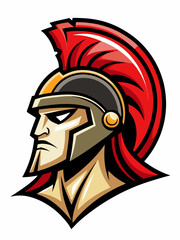 Fototapeta premium colorful illustration of a cartoon spartan head mascot , isolated on white background, suitable for logo, mascot, branding, game character, and etc