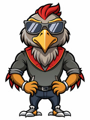 colorful illustration of a cartoon vulture mascot , isolated on white background, suitable for logo, mascot, branding, game character, and etc