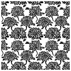 Dahlia flower seamless pattern silhouette background
