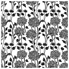 Dahlia flower seamless pattern silhouette background
