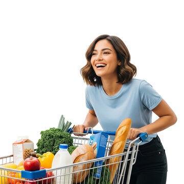 young woman with shopping cart