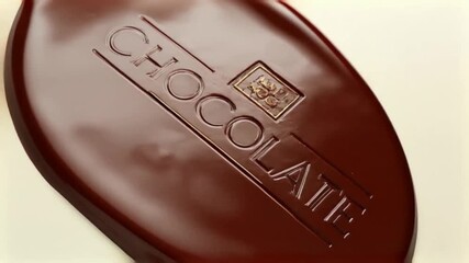 Melting chocolate bar trail with branding imprint and ripple spread