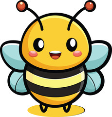 Obraz premium Bee, Cute bee, Cartoon bee, Cute Cartoon Bee Vector Illustration, Adorable Bee Vector Art, 