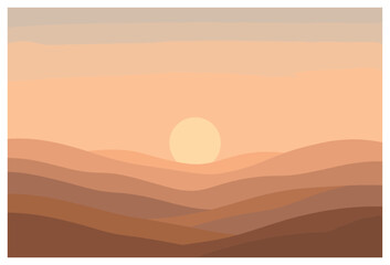 Serene sunset horizon vector: tranquil landscape for calm evening designs