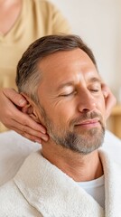 Obraz premium Relaxation therapy for wellness and massage spa treatment helps reduce stress and promotes calmness and healing for body and mind