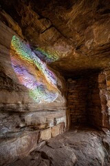 Colorful Light Reflection In Ancient Stone Structure