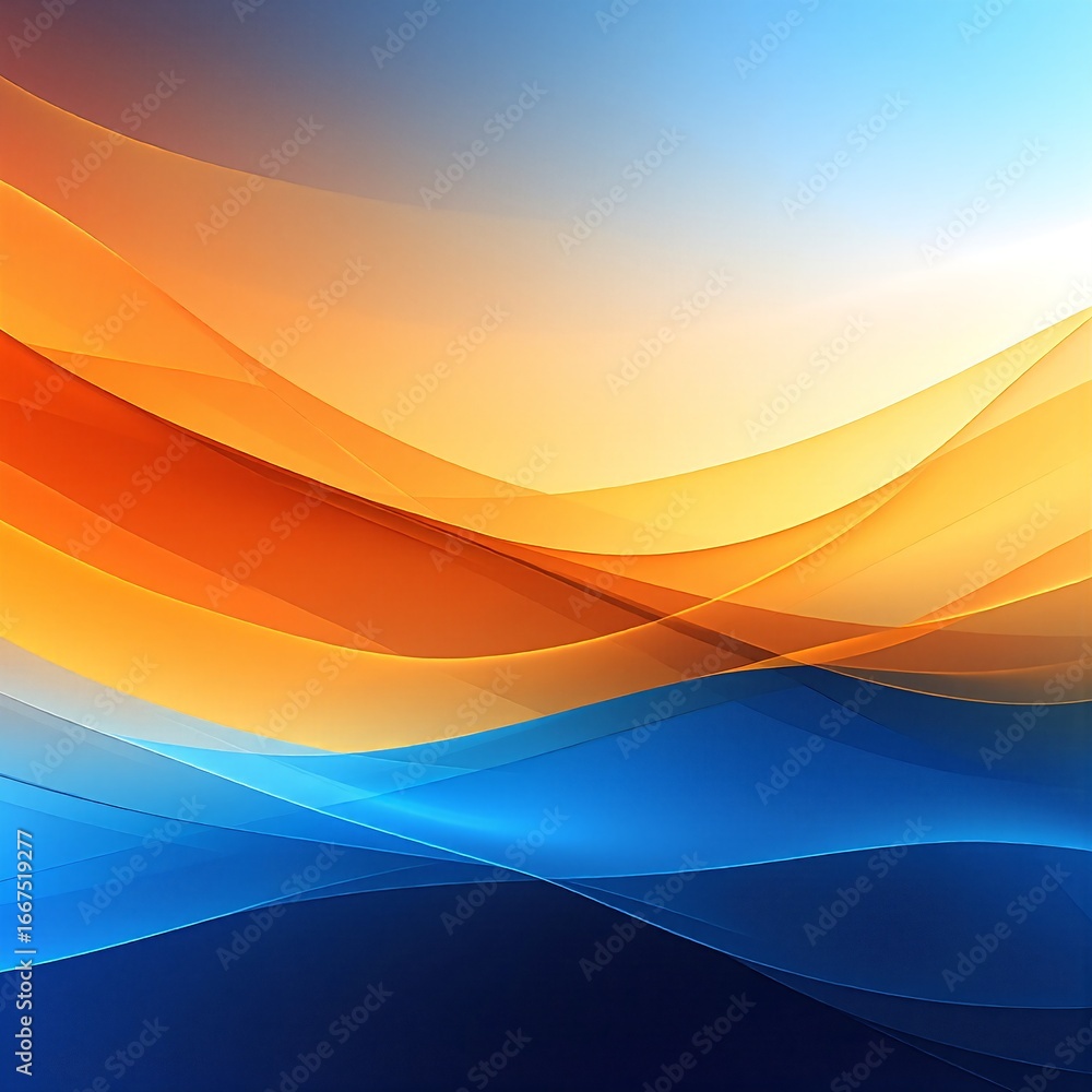 Poster a vibrant abstract background featuring swirling shades of blue and orange, creating a dynamic inter
