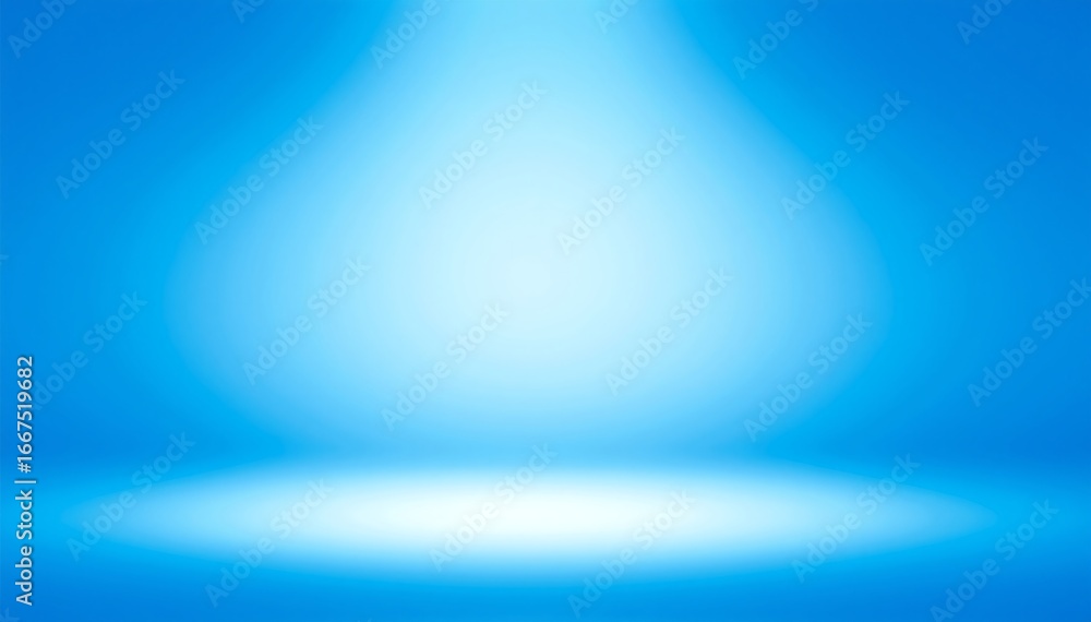 Poster a vibrant blue background illuminated by soft, diffused light and a focused spotlight, creating a dy