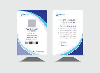 Corporate Office ID Card Template, Car Driver, Driving License, Line Icon and Flat Design.