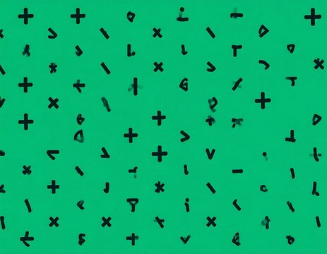 Abstract pattern of random symbols on a green background - Powered by Adobe